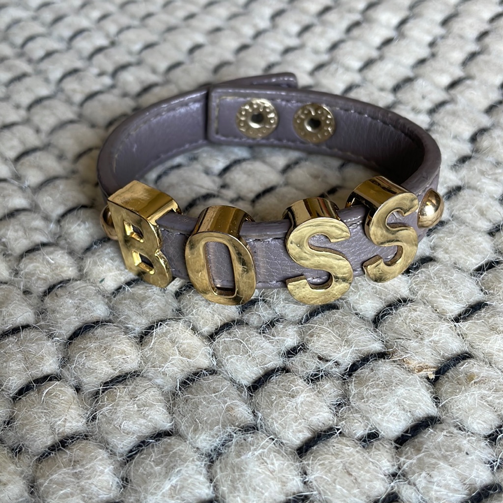 Boss Bracelet On Purple Leather Band 7$
